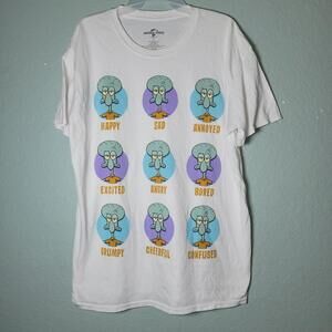 Universal Studios Nickelodeon Spongebob Squidward Mood Faces Men's Shirt sz L
